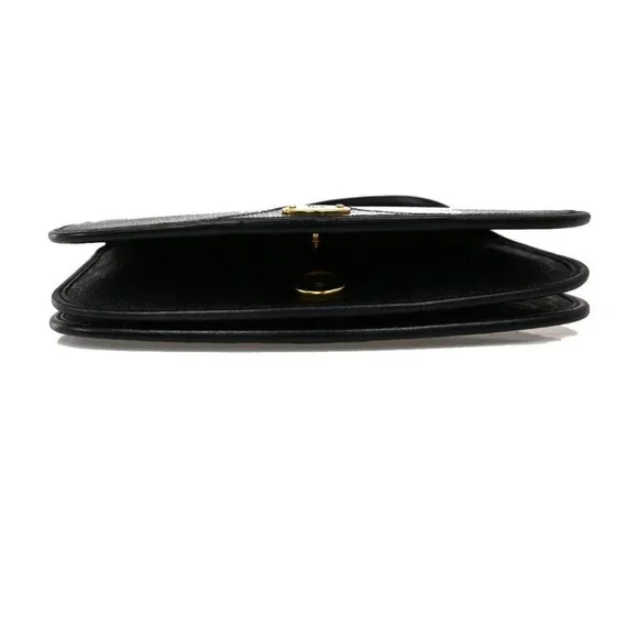 CHRISTIAN DIOR Logo Honey Comb Mini Shoulder Bag PVC Leather Black